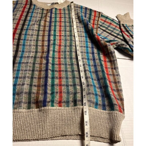 Bullock & Jones Mens Multicolor Plaid L (50) Striped Sweater Made In Italy - Picture 10 of 12